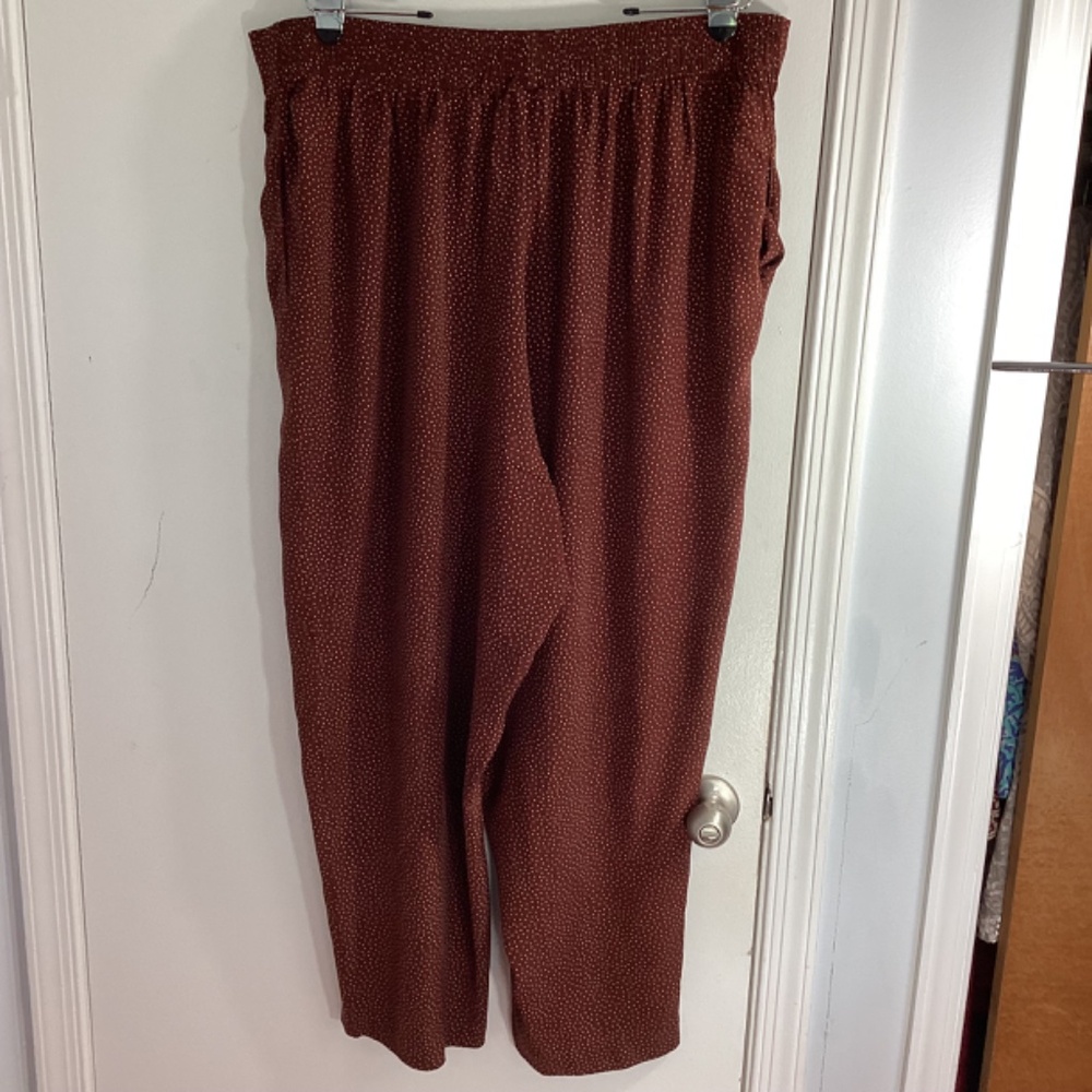 VINTAGE KENNETH MITCHELL WOMAN PLUS 24W RAYON BROWN PANTS WITH TINY POLKA DOTS - Picture 5 of 10